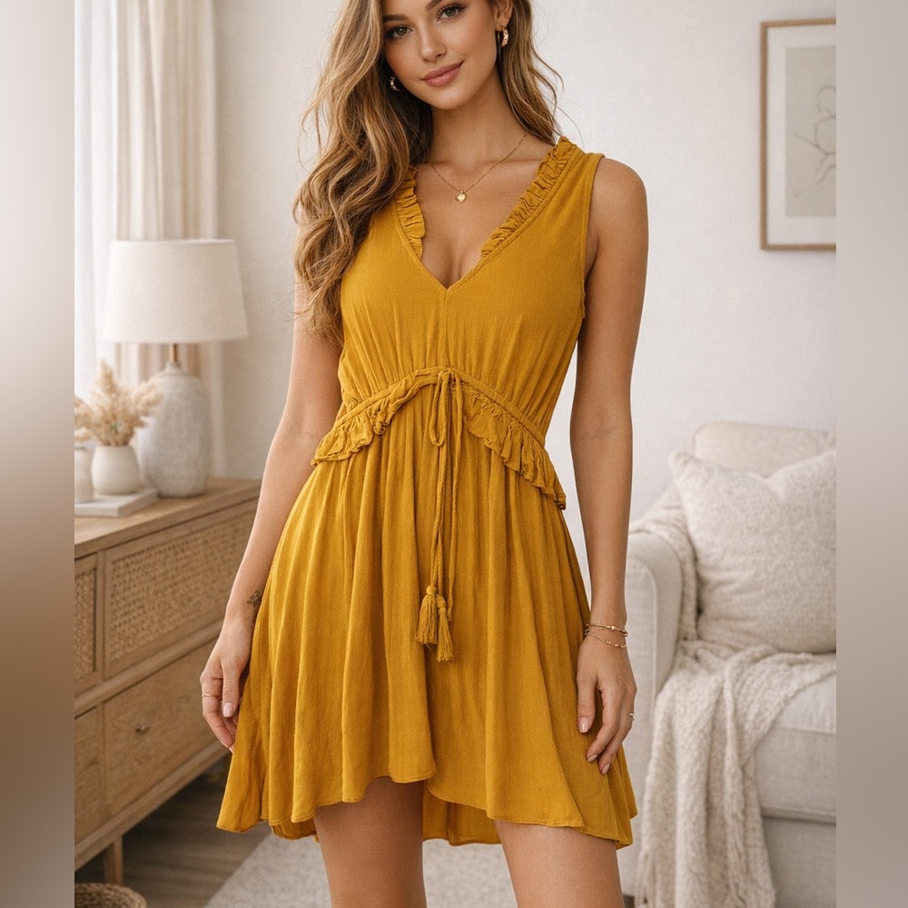 Old Navy Mustard Ruffle Mini Dress